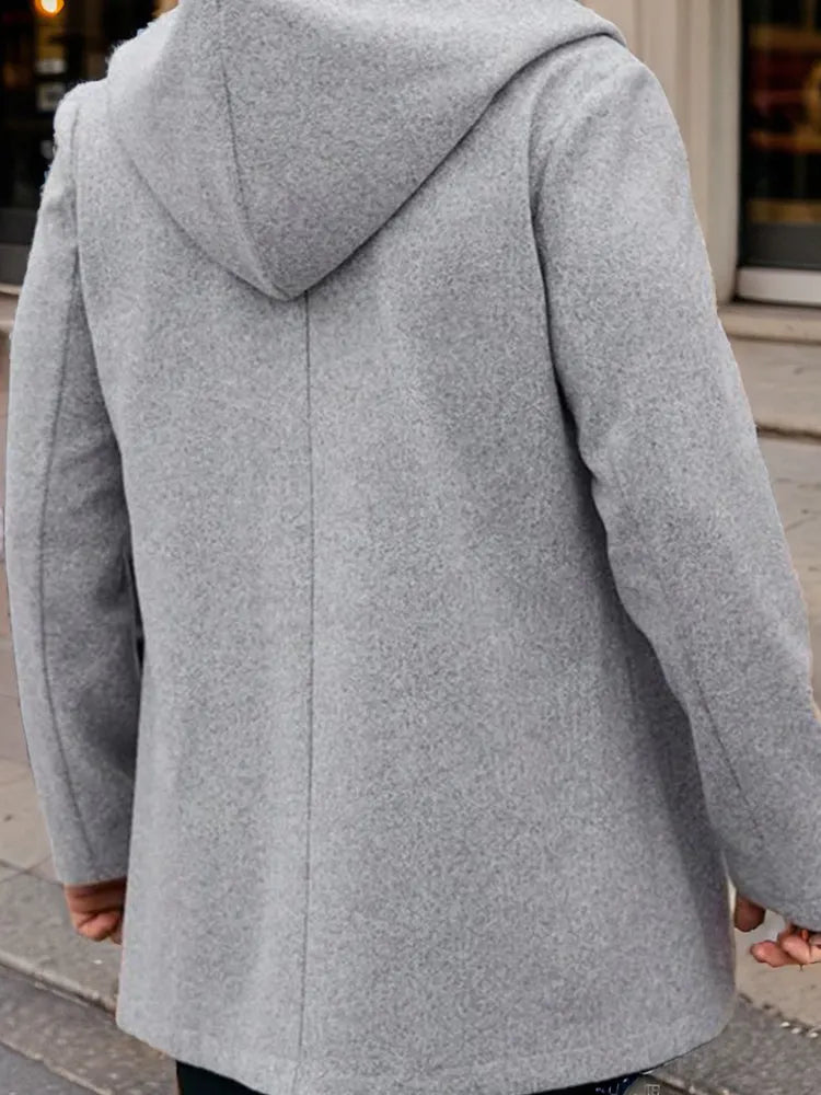 Casual Comfort Hooded Tweed Coat