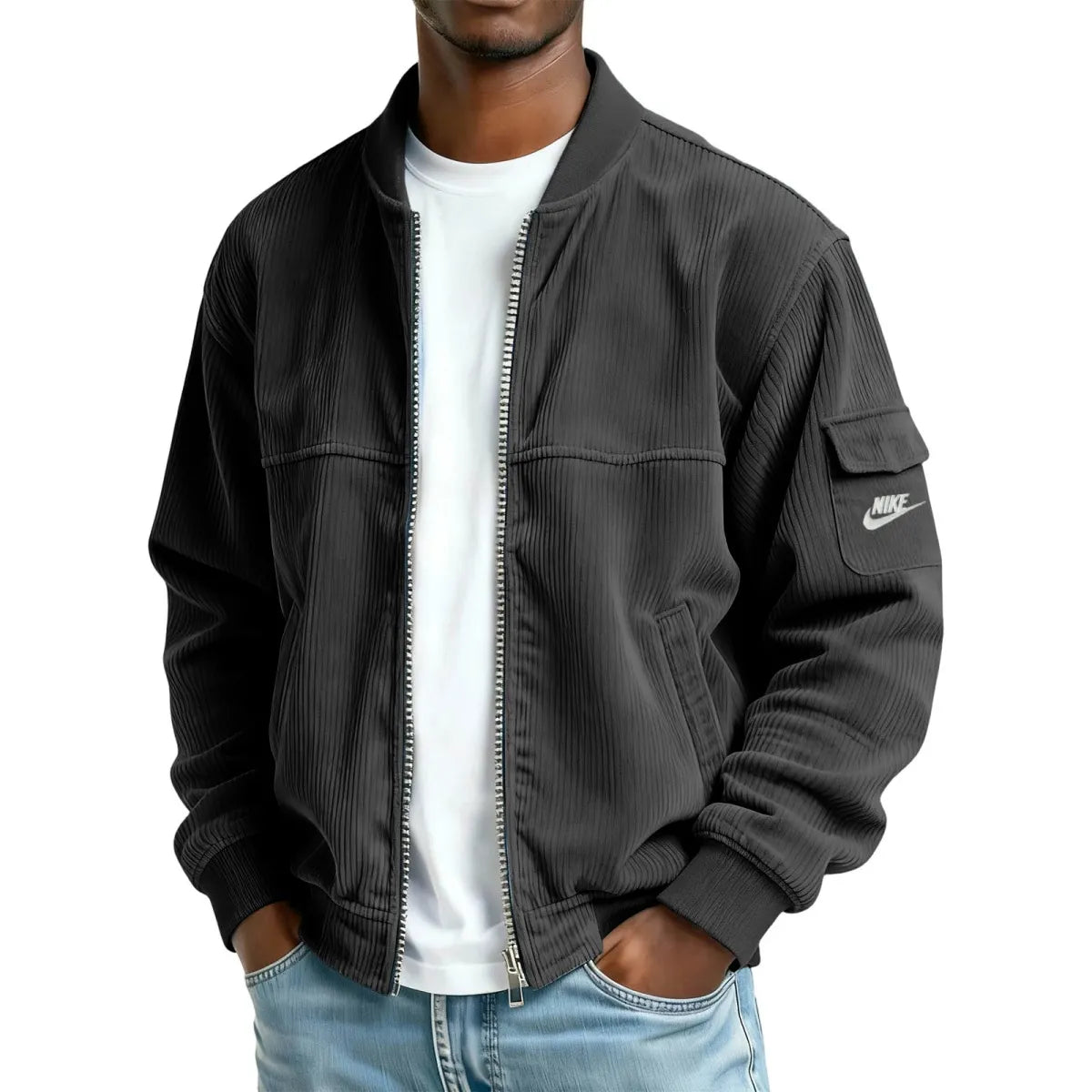 Men's Casual Corduroy Bomber Baseball Jacket