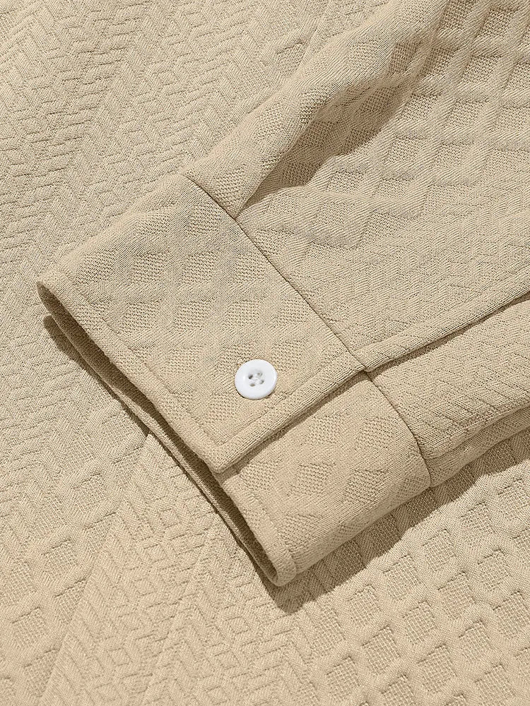 Embossed Jacquard Long Sleeve Button-Down Shirt