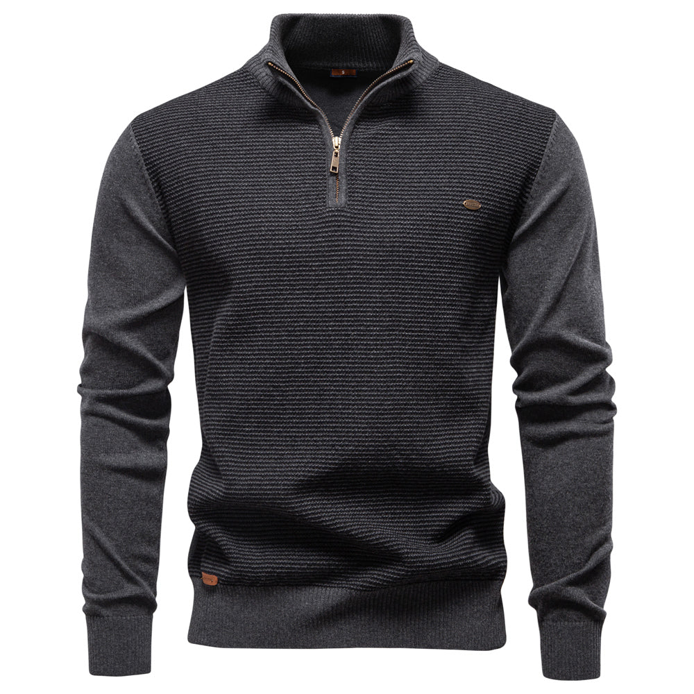 Men's Striped Luxury Cotton Knit Sweater