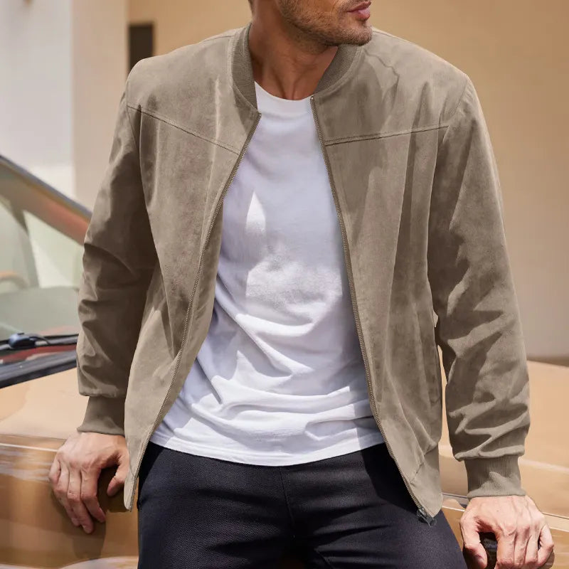 Vintage Suede Bomber Jacket