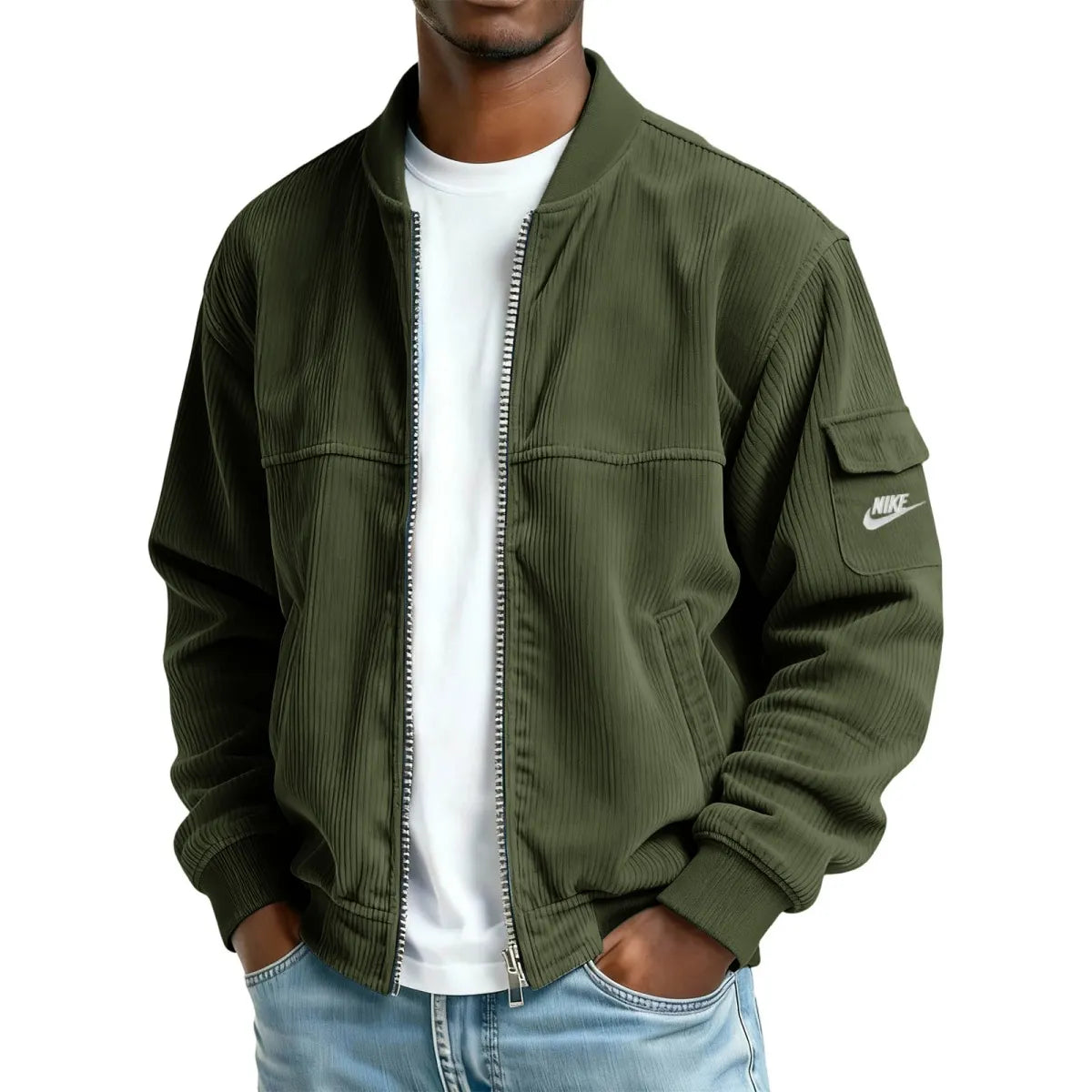Men's Casual Corduroy Bomber Baseball Jacket