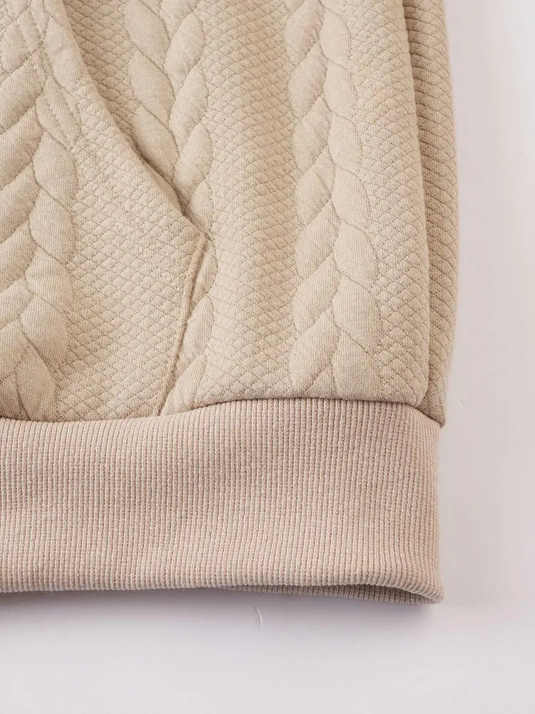 Casual 3D Embossed Zip-Up Hoodie