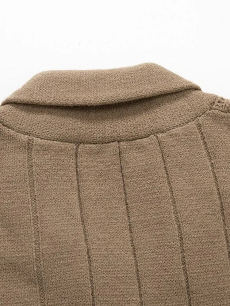 Cable Knit Shawl Collar Button-Up Cardigan