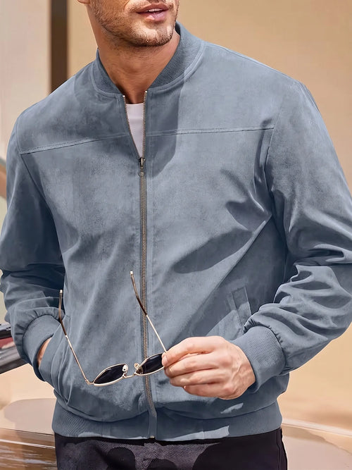 Casual Faux Suede Bomber Jacket