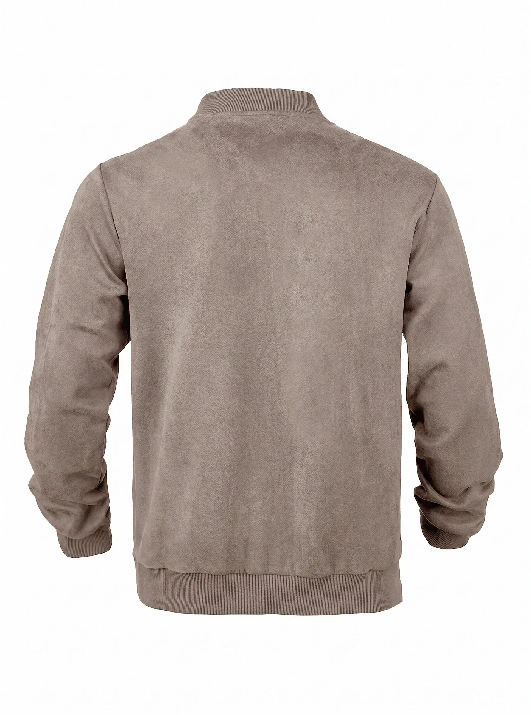 Casual Faux Suede Bomber Jacket