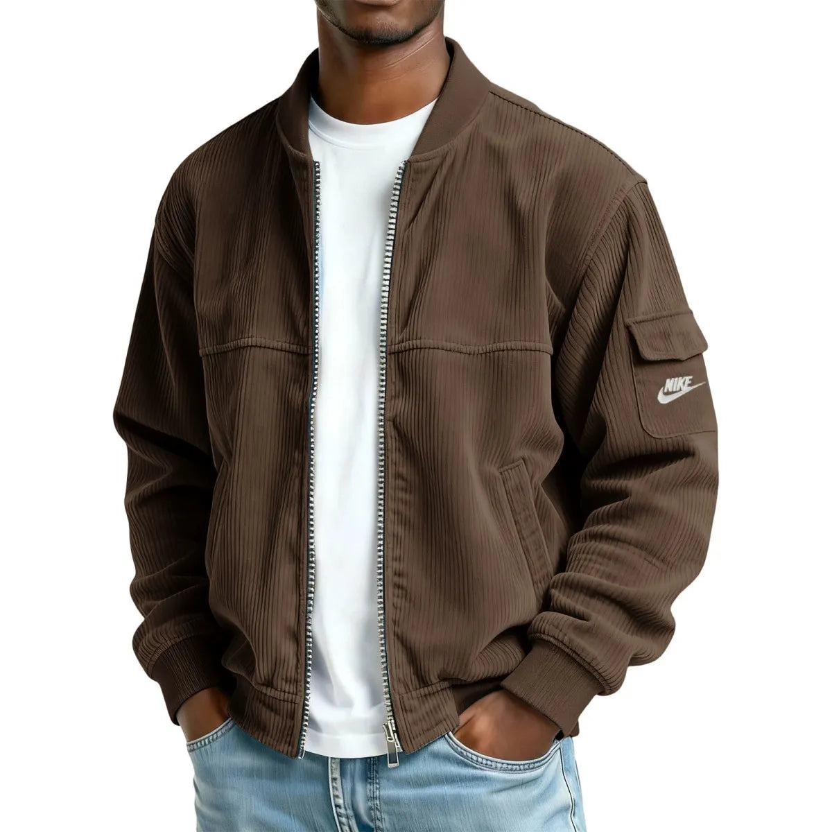 Men's Casual Corduroy Bomber Baseball Jacket