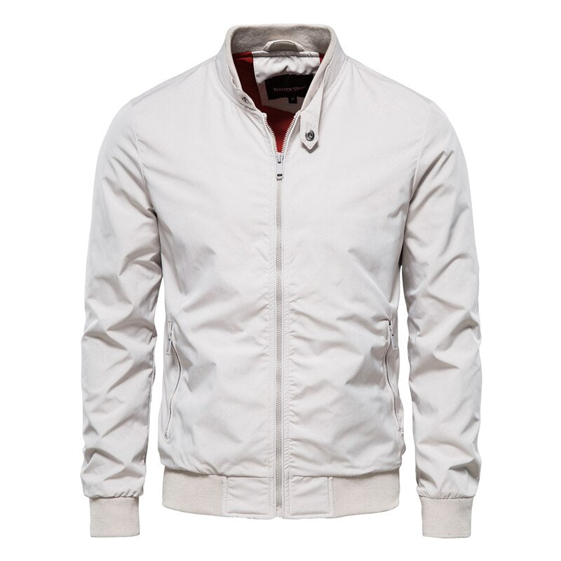 Men's Solid Color Baseball Stand Collar Bomber Jacket