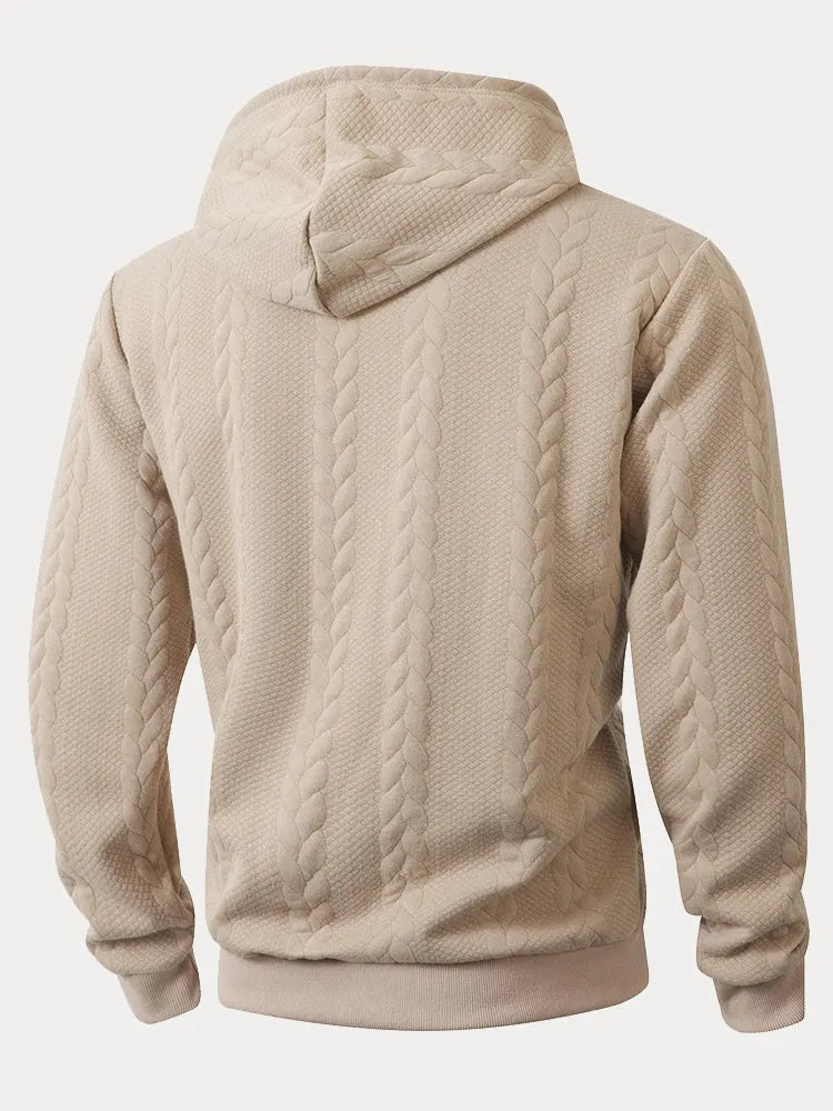 Casual 3D Embossed Zip-Up Hoodie