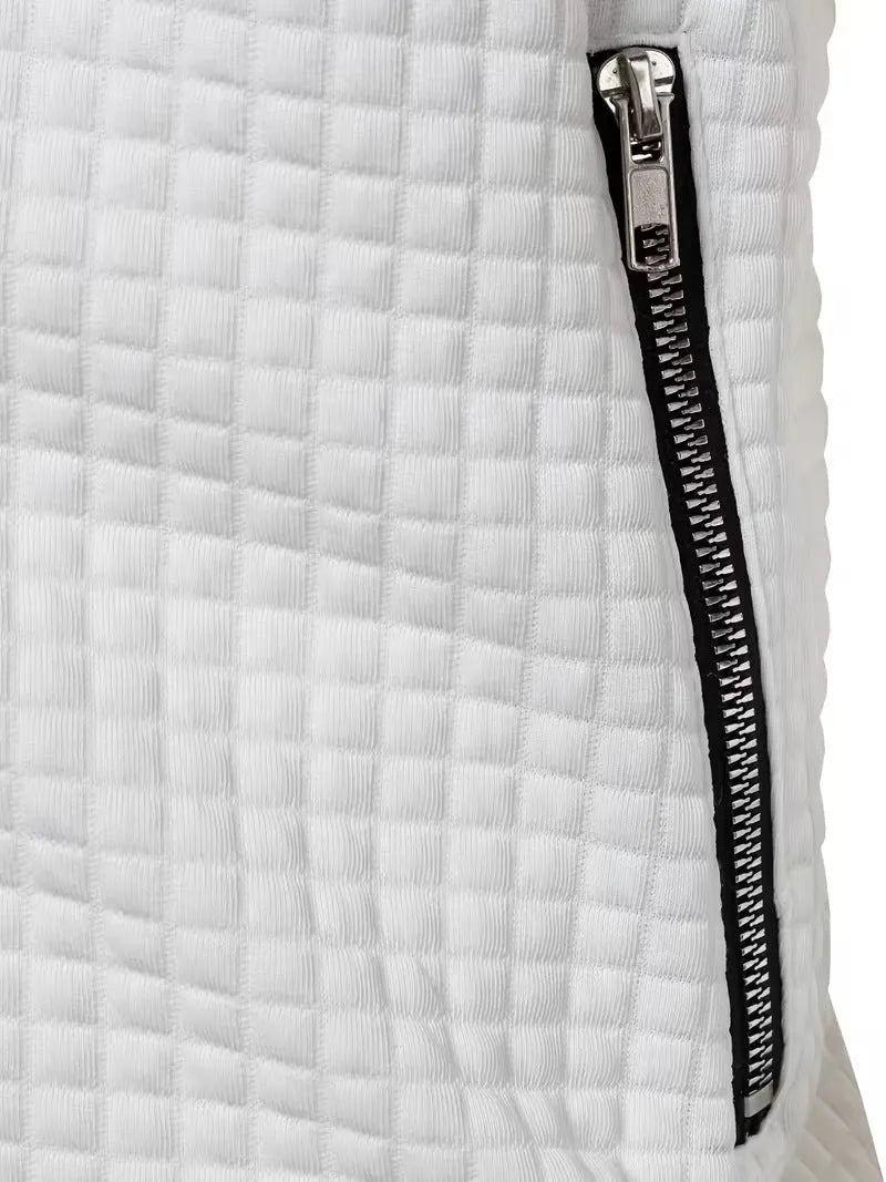 Casual Stand Collar Quilted Zip-Up Jacket
