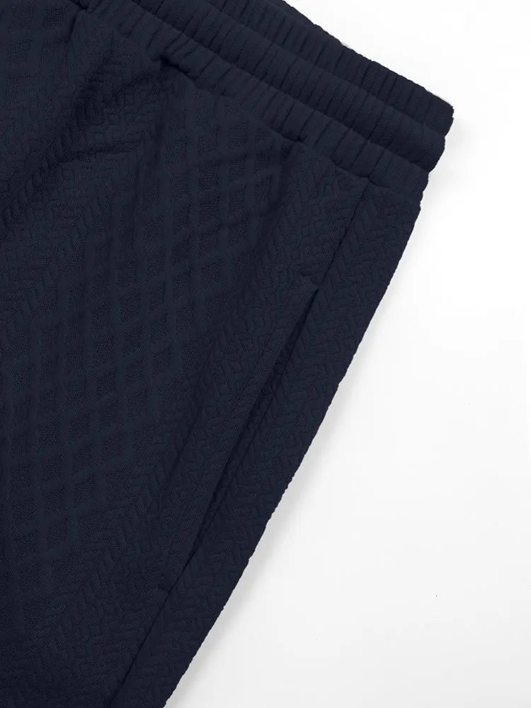 Textured Jacquard Hooded Sweatshirt and Joggers Set