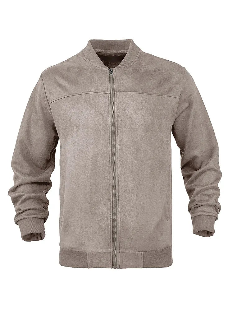 Casual Faux Suede Bomber Jacket