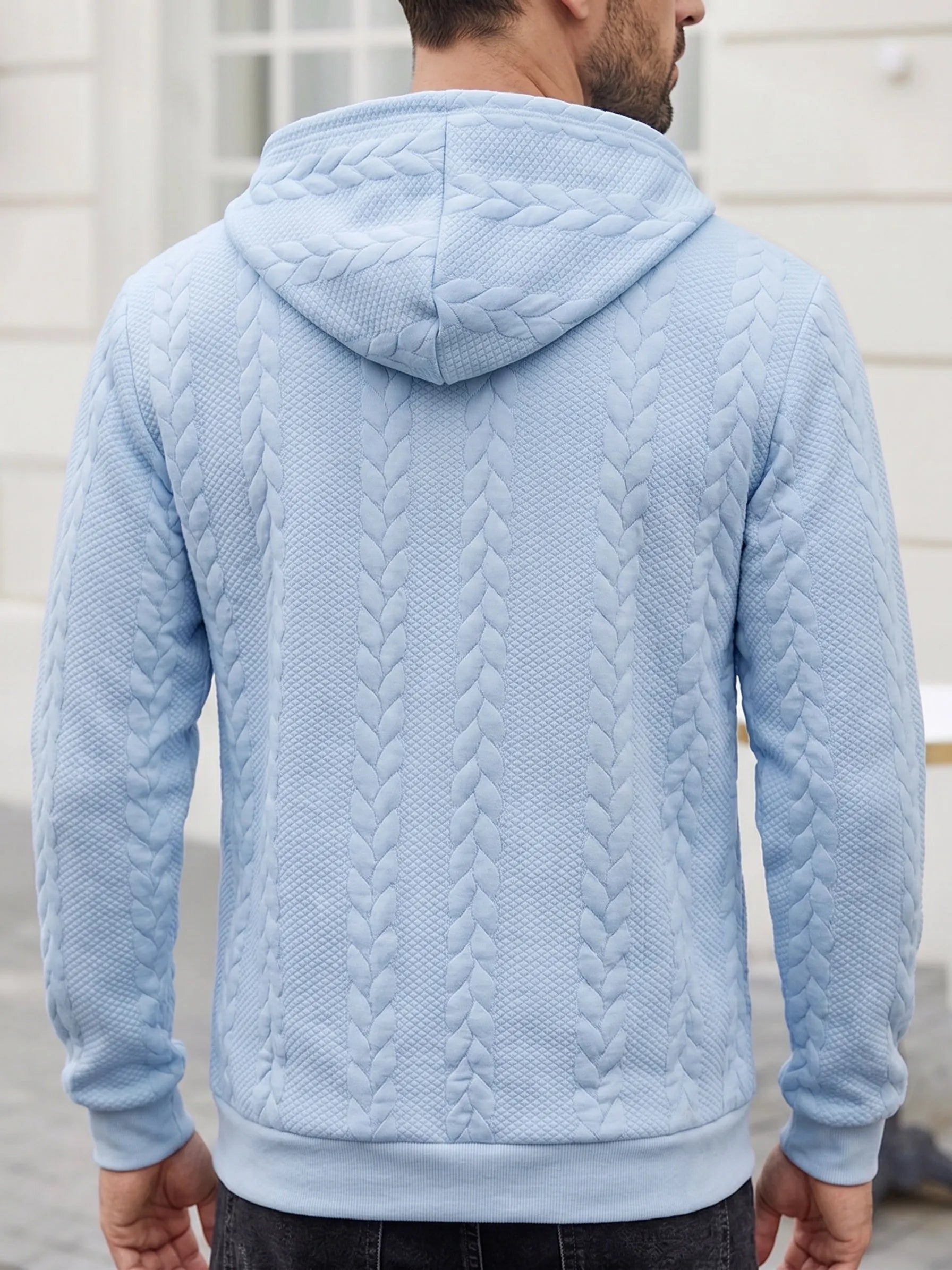 Casual 3D Embossed Zip-Up Hoodie
