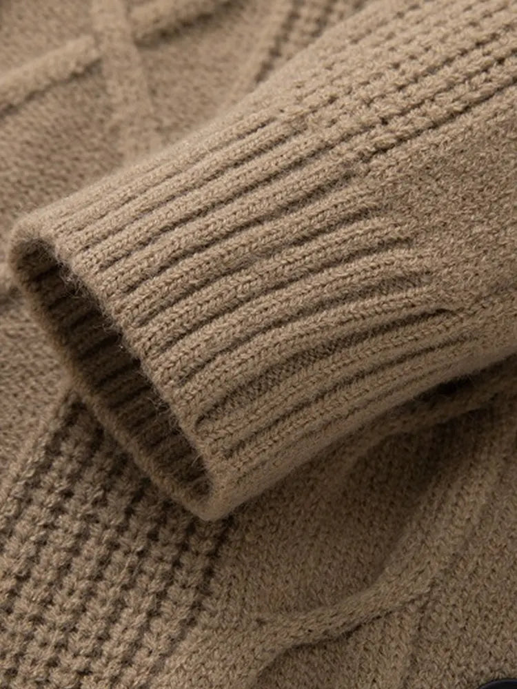 Cable Knit Shawl Collar Button-Up Cardigan