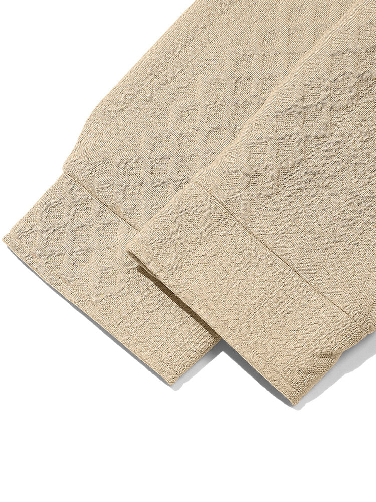 Embossed Jacquard Long Sleeve Button-Down Shirt