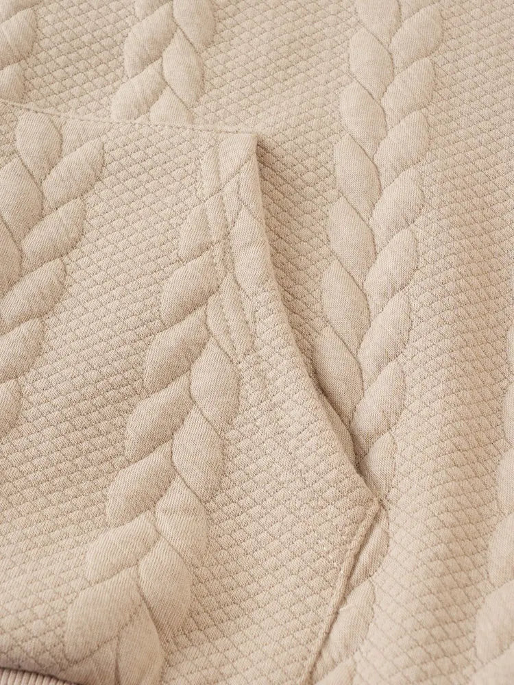 Casual 3D Embossed Zip-Up Hoodie