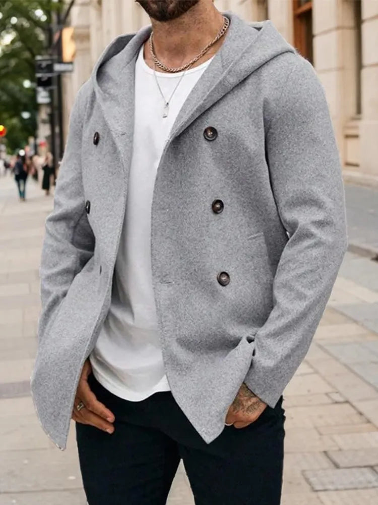 Casual Comfort Hooded Tweed Coat