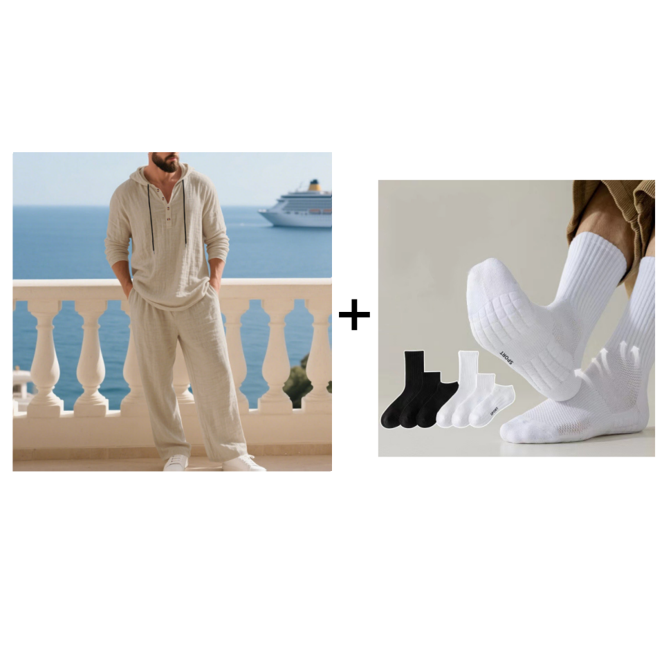 💥Men's Hooded Casual Loose Top & Pants 2-Piece Set👕👖
